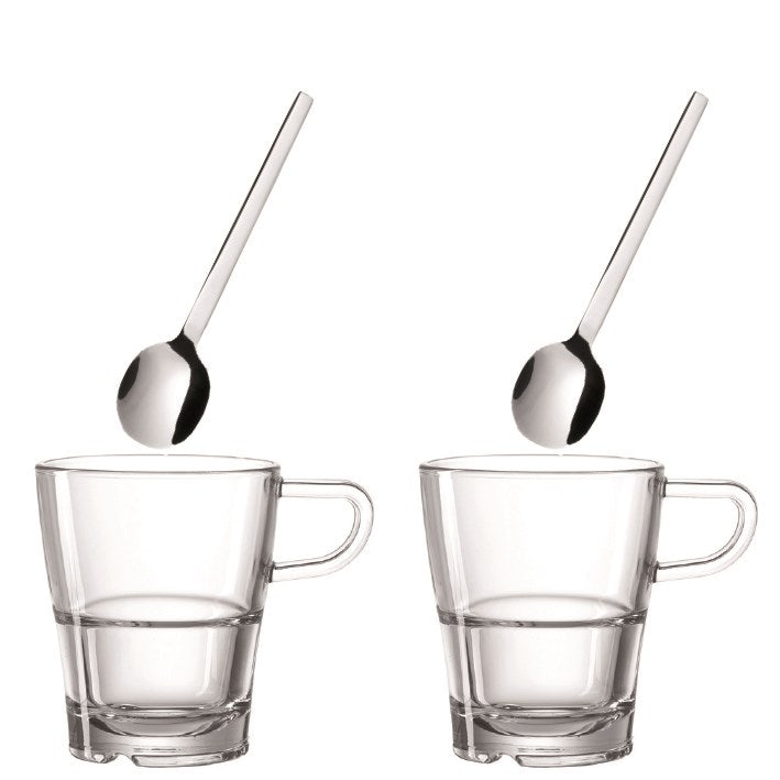 Leonardo Senso Kaffeset med sked 250ml 2-pack