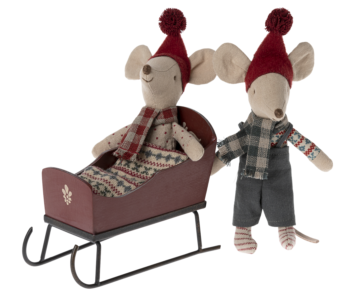 Maileg Sleigh Mouse Red
