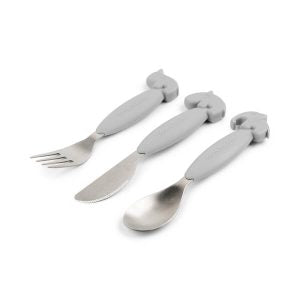 Done by Deer Easy-grip Cutlery Set Deer Friends Grey