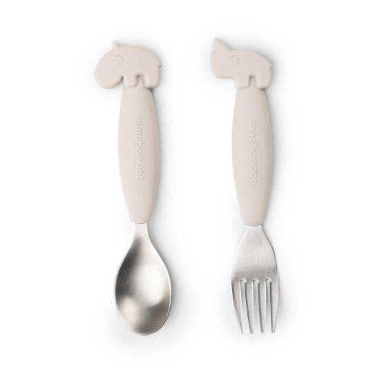 Done by Deer Easy-grip spoon and fork Sand