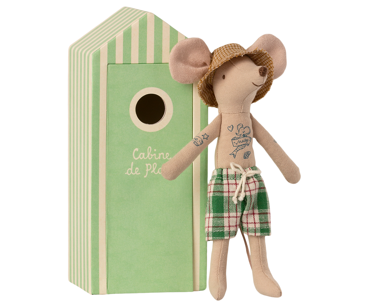 Maileg Beach Mice Dad in Cabin de Plage
