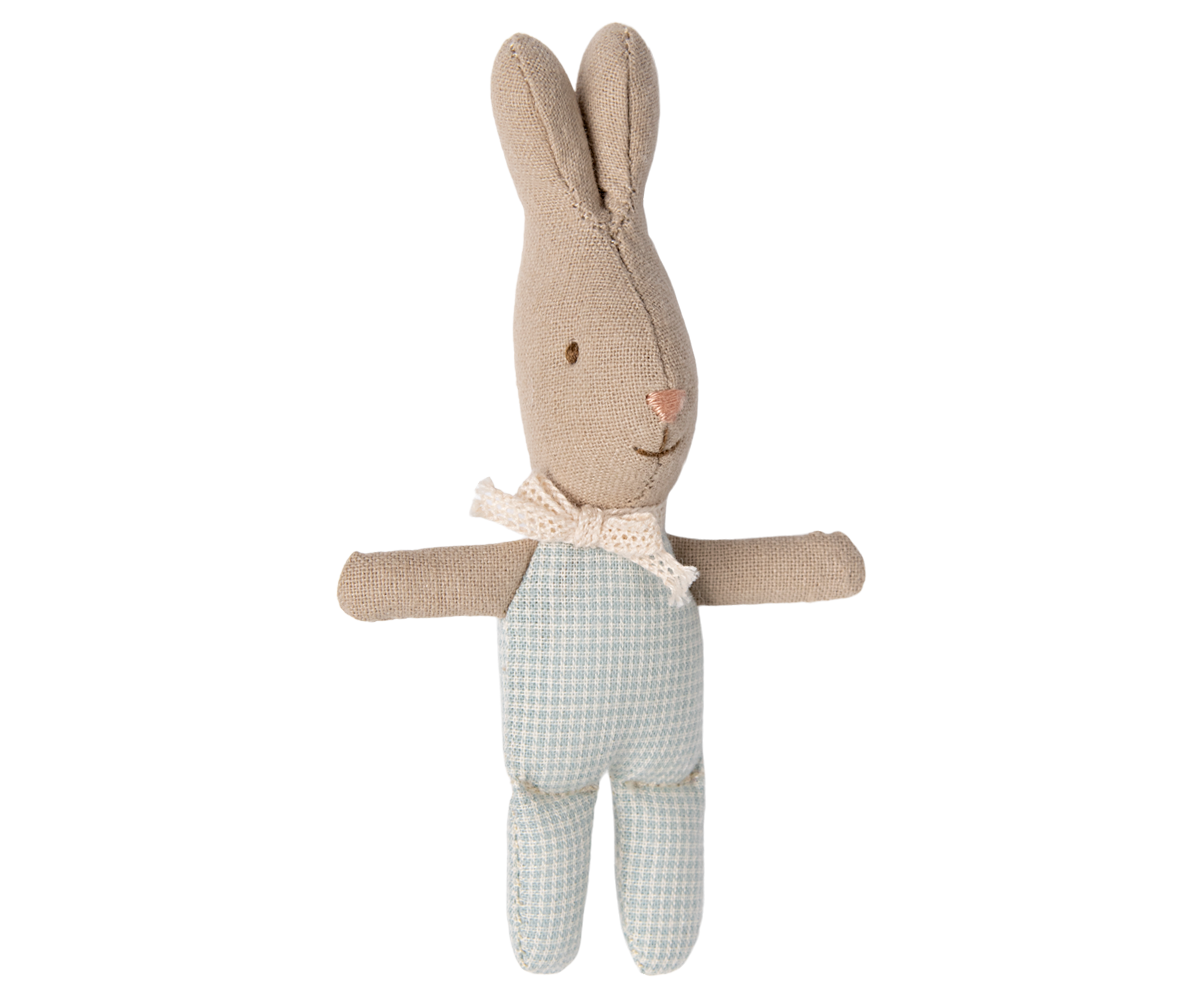 Maileg Rabbit, My - Light blue check