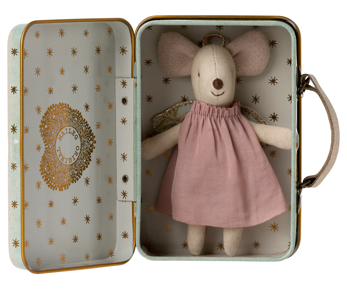 Maileg Angel Mouse in suitcase