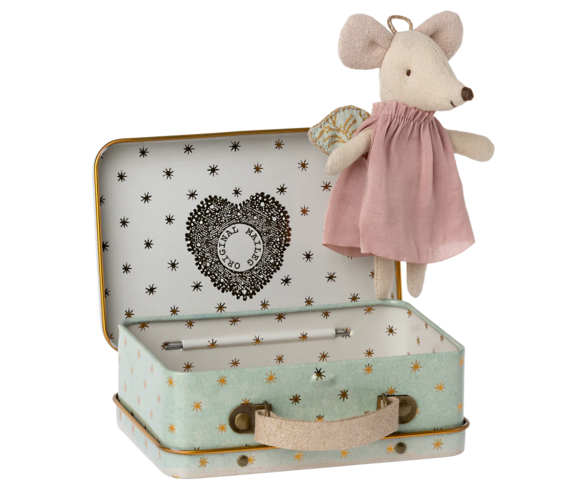 Maileg Angel Mouse in suitcase