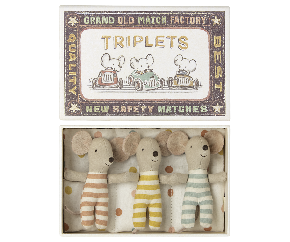Maileg Triplets, Baby mice in a matchbox