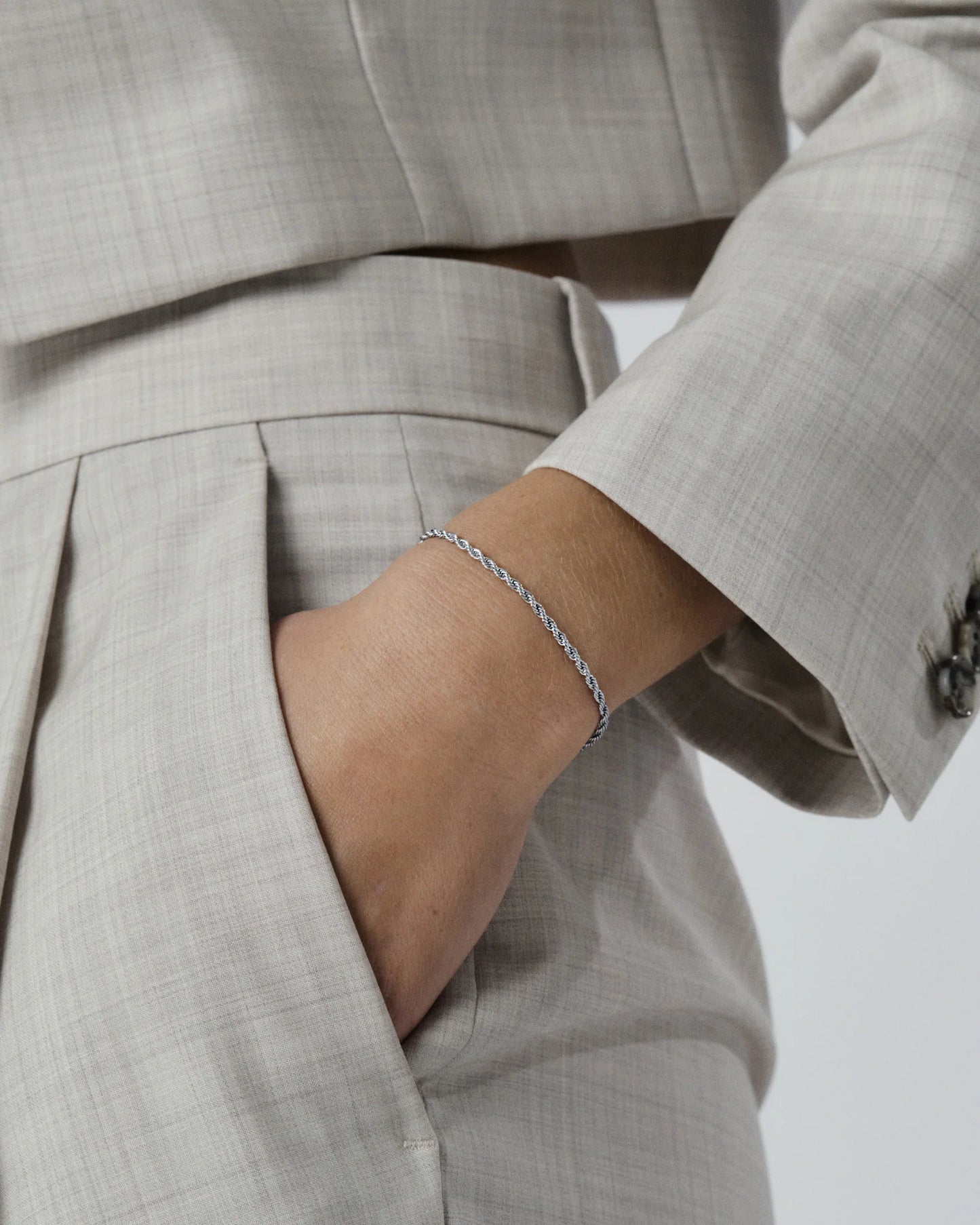 Mockberg Thin Rope Silver Medium Bracelet