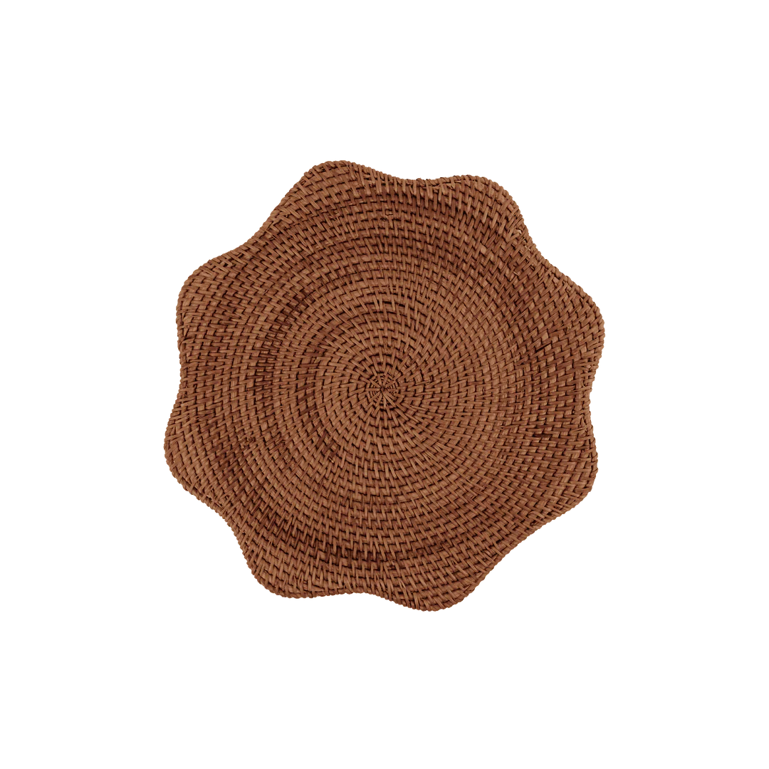 Pick a Poppy Scallop Rotting Bordstablett 36cm Mörkbrun