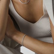 Mockberg Waterproof Shiny Tennis Bracelet Silver