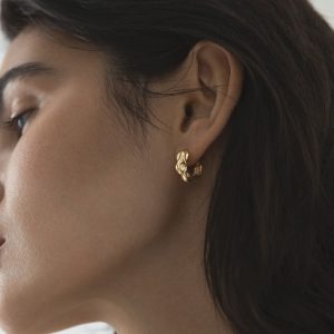 Mockberg Waterproof Wavy Bolded Small Earrings Gold