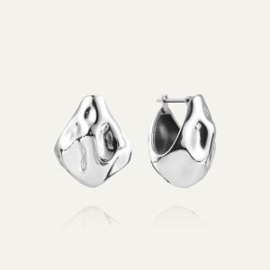 Mockberg Waterproof Wavy Bolded Drop Earrings Silver