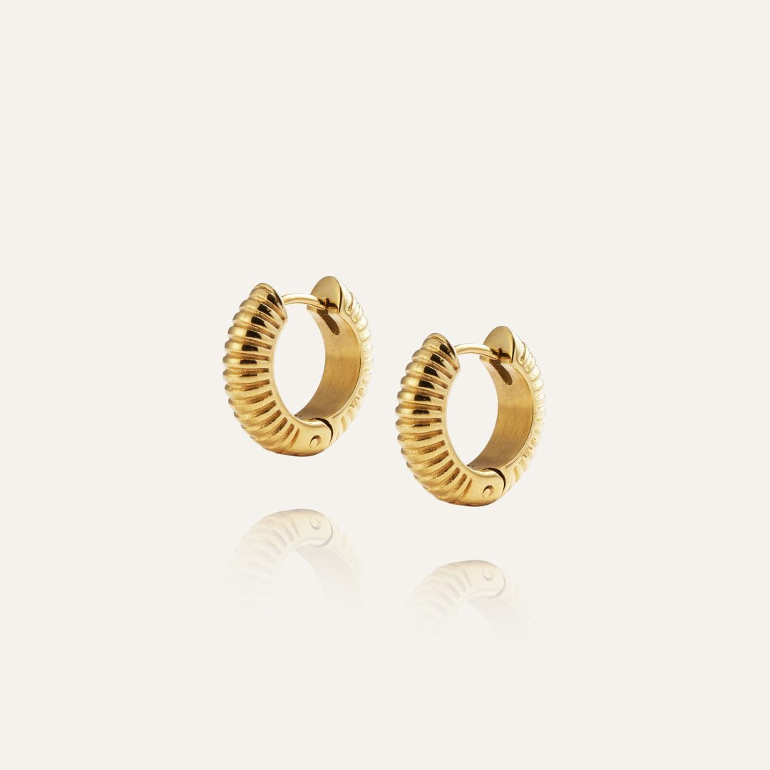 Mockberg Waterproof Ribbed Hoops Gold Medium
