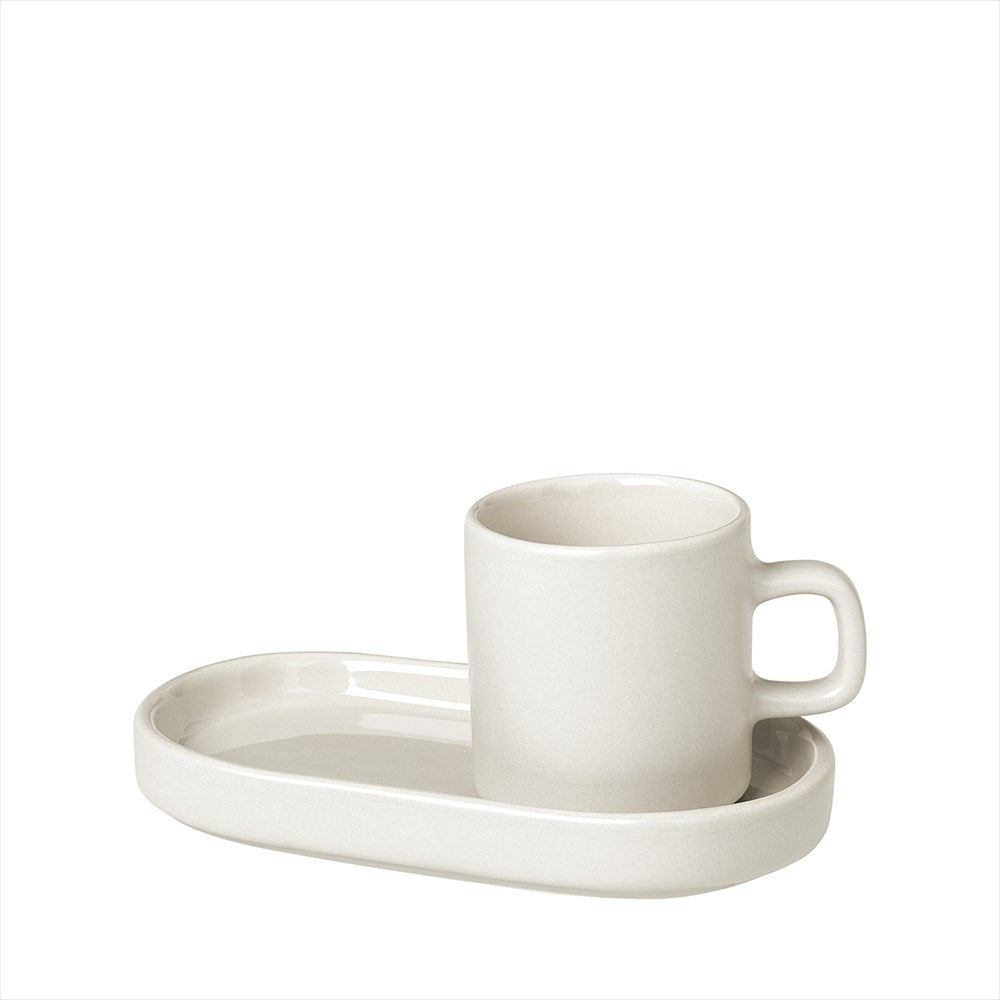 Blomus Pilar Espressomuggar med fat 50ml Moonbeam 2-pack