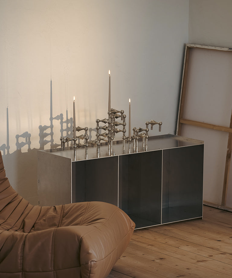 STOFF Nagel Candle Holder Krom