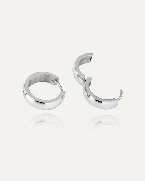 Mockberg Waterproof Chunky Silver Hoops Large
