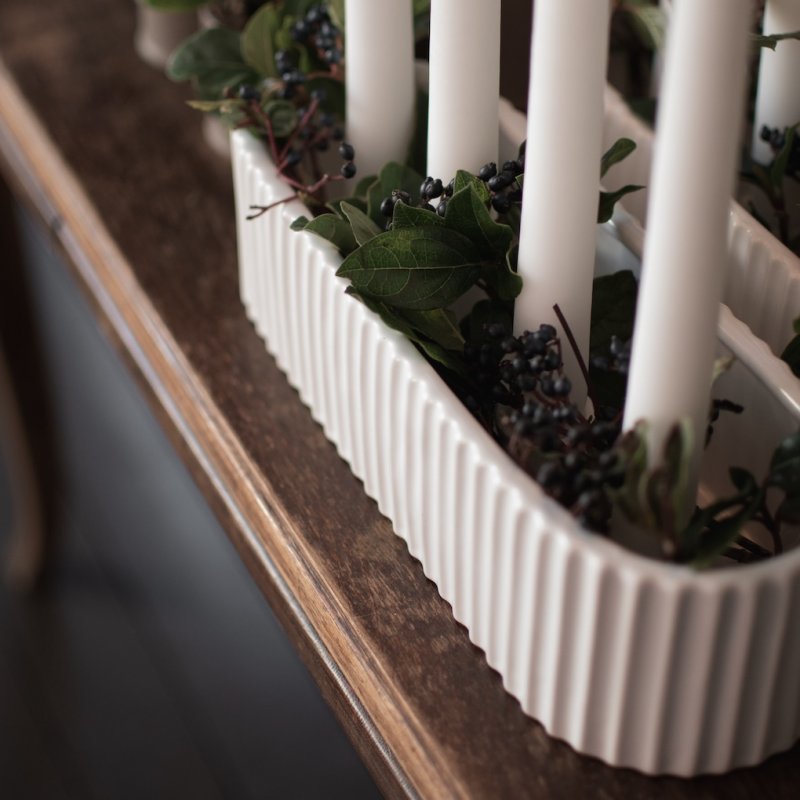 Dbkd Stripe Candle Holder Shiny White