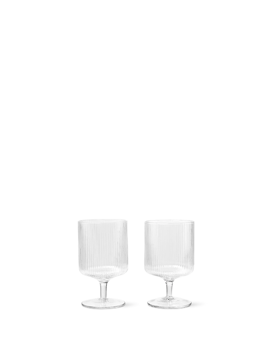 Ferm Living Ripple Wine Glasses - Set of 2 - Clear