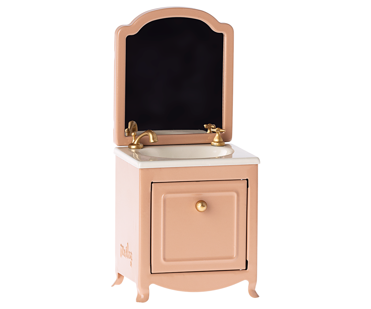 Maileg Sink dresser w. mirror, Mouse Dark powder
