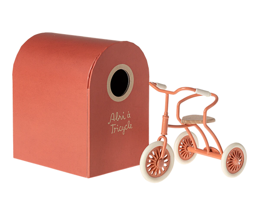 Maileg Abri à tricycle, Mouse - Coral