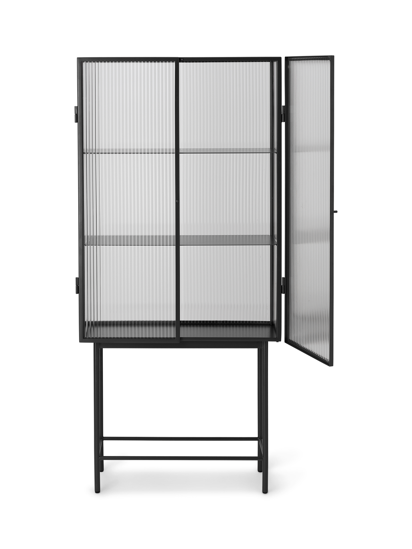 Ferm Living Haze Vitrine - Reeded Glass - Black