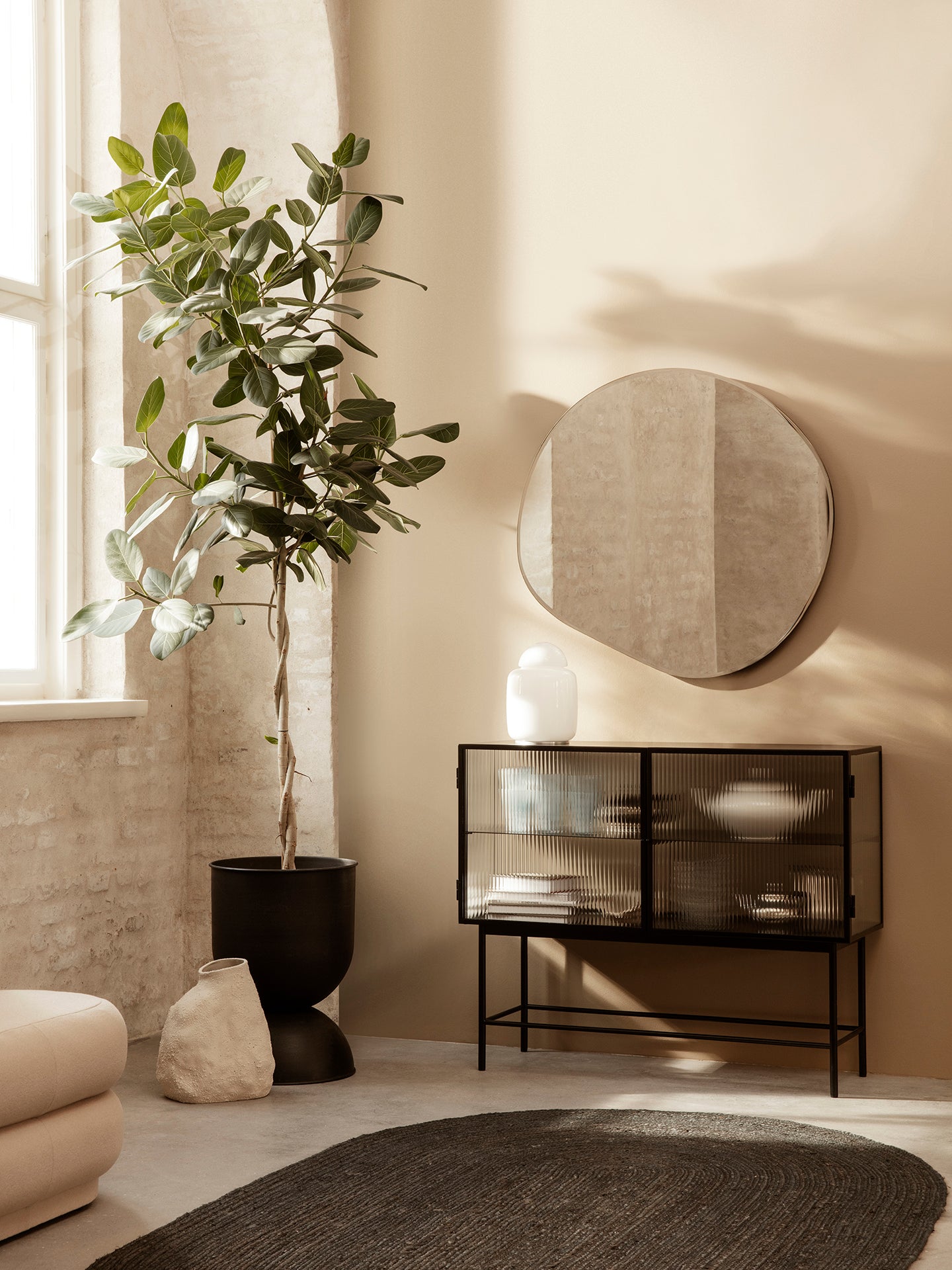 Ferm Living Haze Sideboard - Reeded Glass - Black