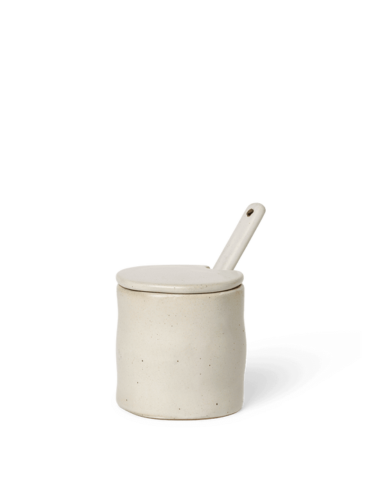 Ferm Living Flow Jar with spoon - Off-white Speckle