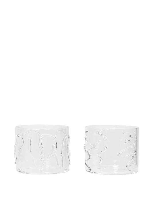 Ferm Living Doodle Glasses - Set of 2- Low - Clear