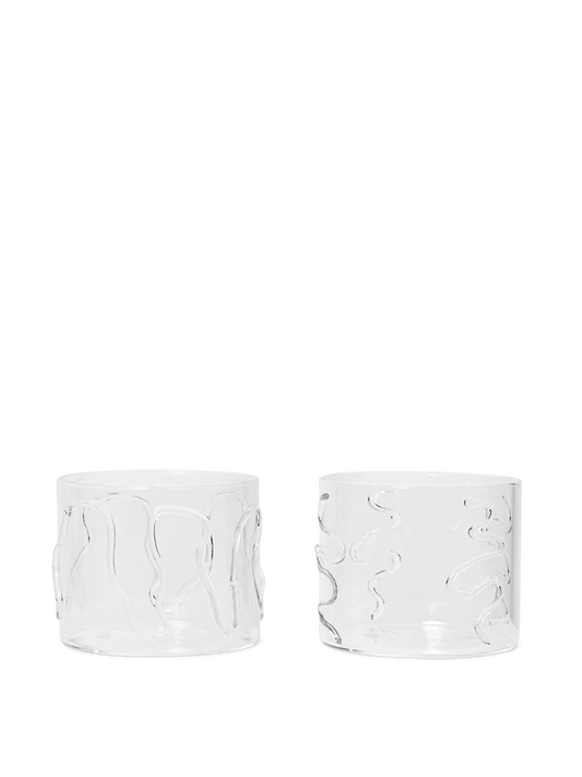 Ferm Living Doodle Glasses - Set of 2- Low - Clear