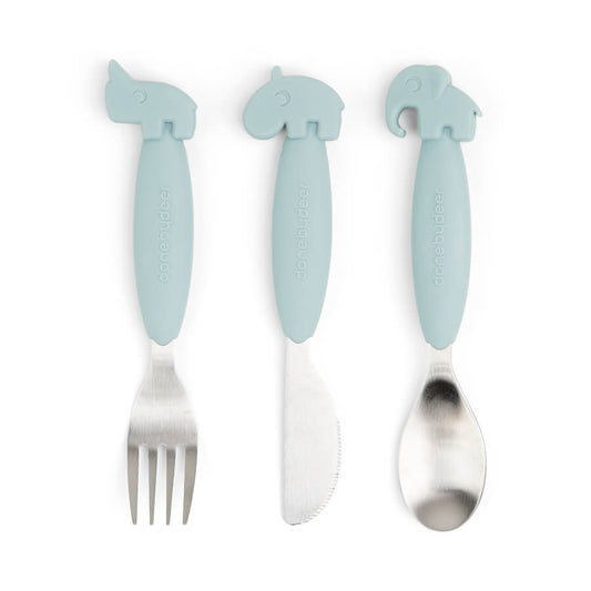 Done by Deer Easy-grip cutlery set Deer friends Blue