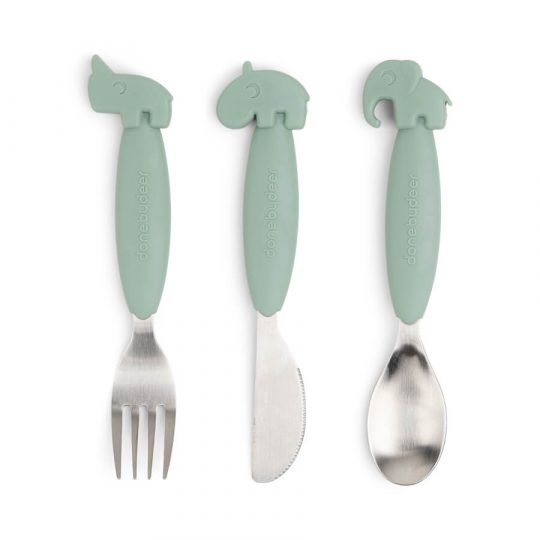Done by Deer Easy-grip Cutlery Set Deer Friends Green