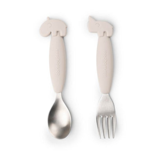 Done by Deer Easy-grip spoon and fork Sand