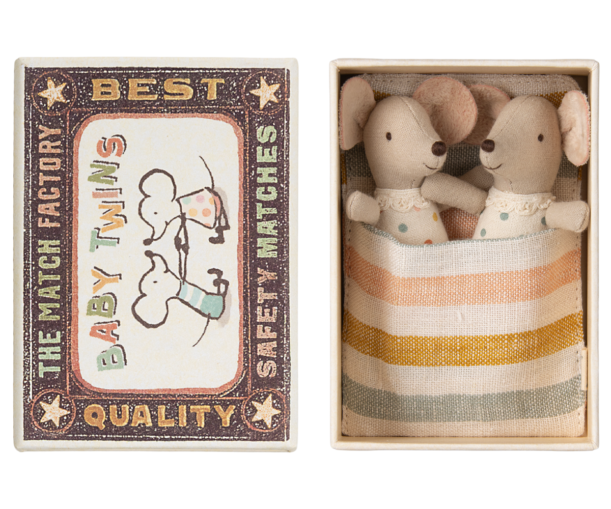 Maileg Twins Baby Mice In Matchbox