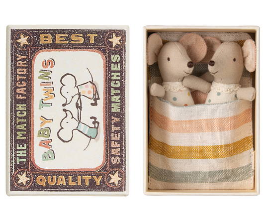Maileg Twins Baby Mice In Matchbox