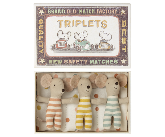 Maileg Triplets, Baby mice in a matchbox