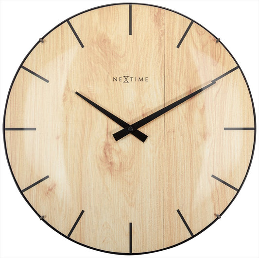 NeXtime Edge Wood Dome Väggklocka 35cm Ljusbrun