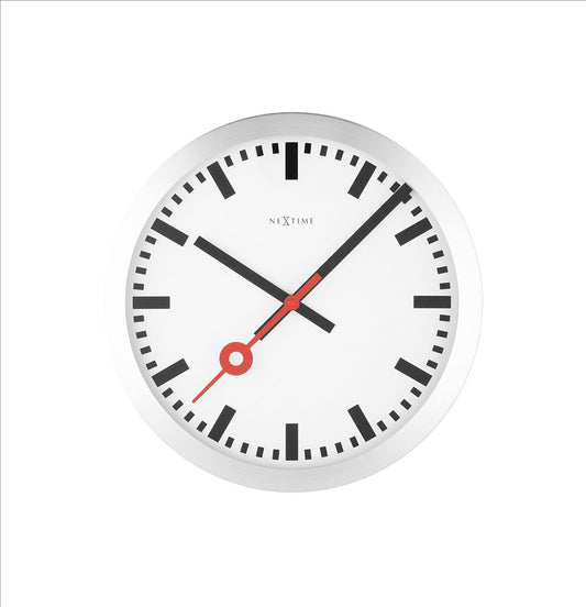 NeXtime Station Stripe Väggklocka/Bordsklocka Ø19 cm Vit