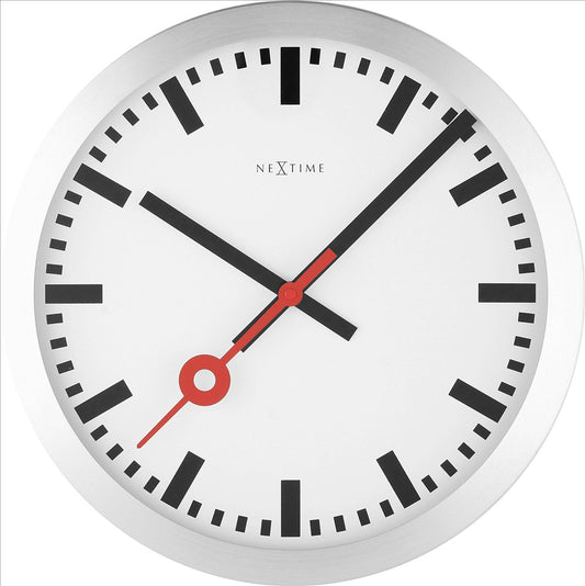 NeXtime Station Stripe Väggklocka Ø35 cm Vit