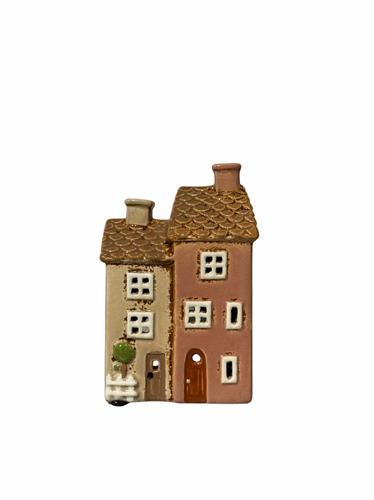 Keramikhus Beige/Rosa 15cm