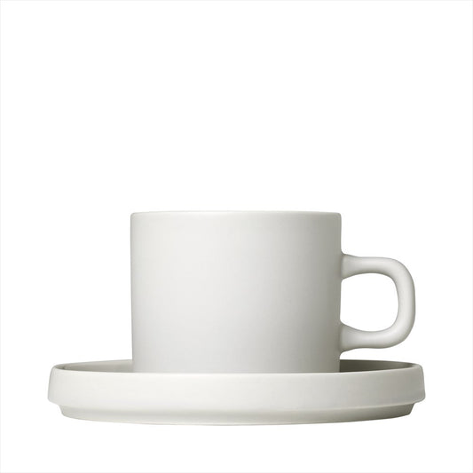 Blomus Pilar Kaffekoppar med fat 200ml Moonbeam 2-pack