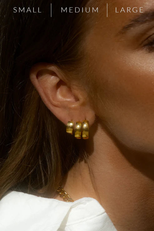 Mockberg Waterproof Chunky Gold Hoops Large