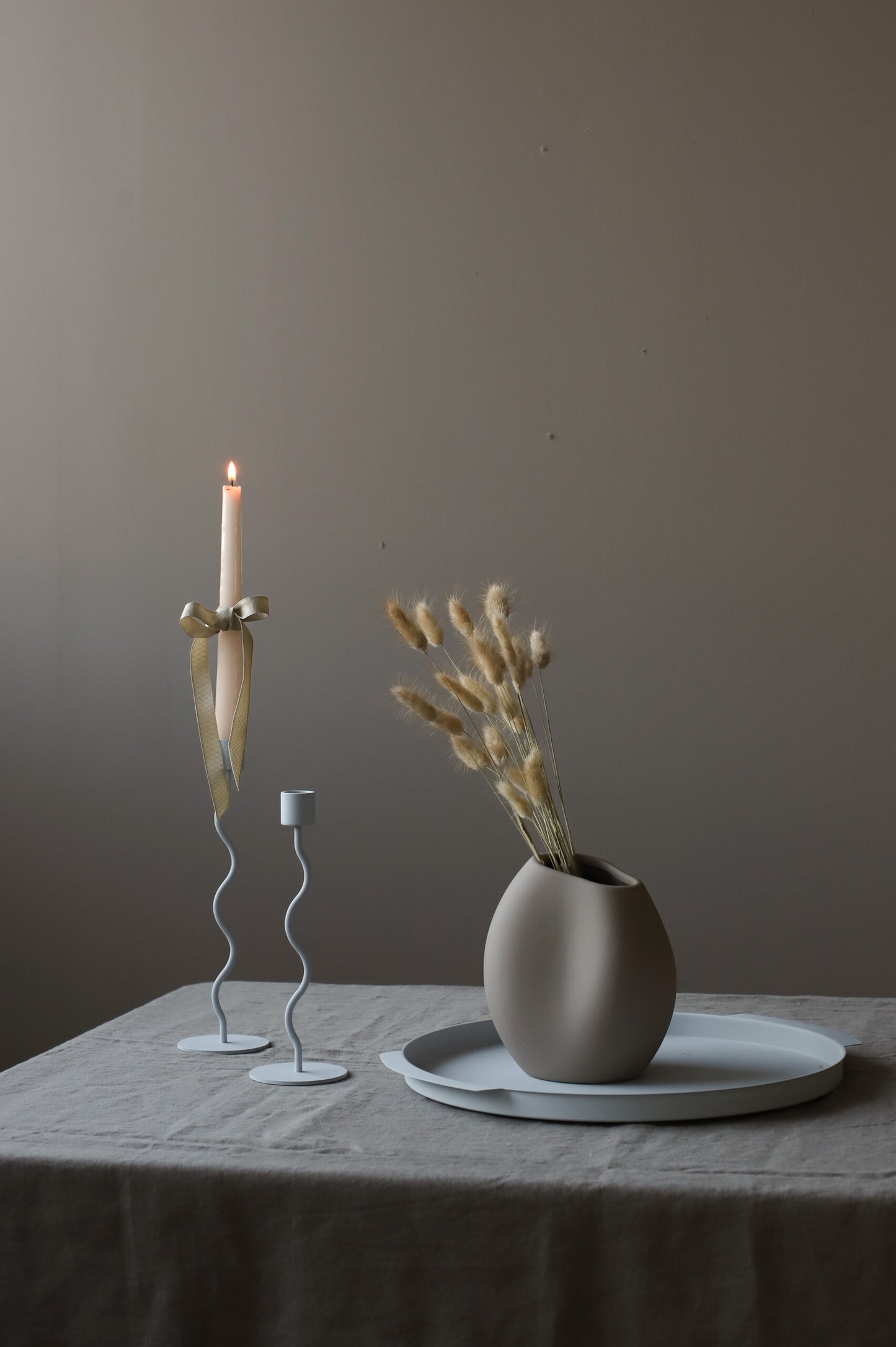 Cooee Design Curved Candleholder Pale Blue 26cm