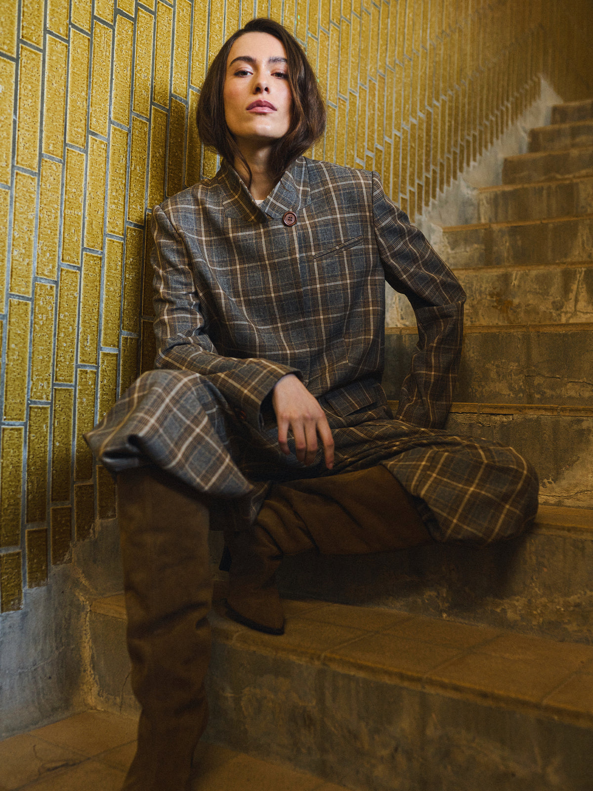 Gossia Elli Blazer Brown checks