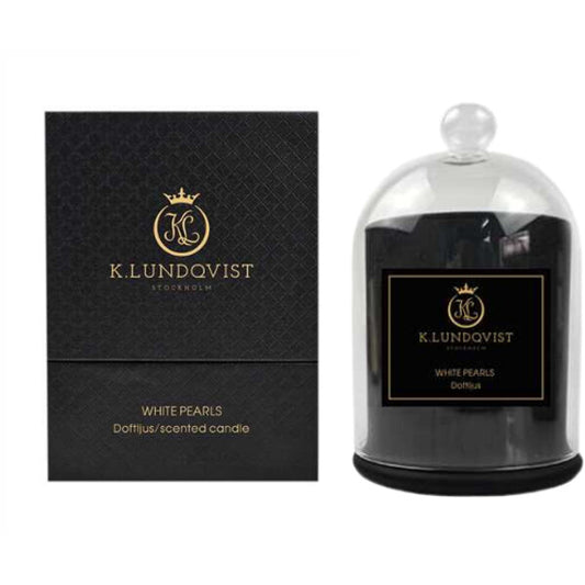 K. Lundqvist Doftljus med Glaskupa White Pearls