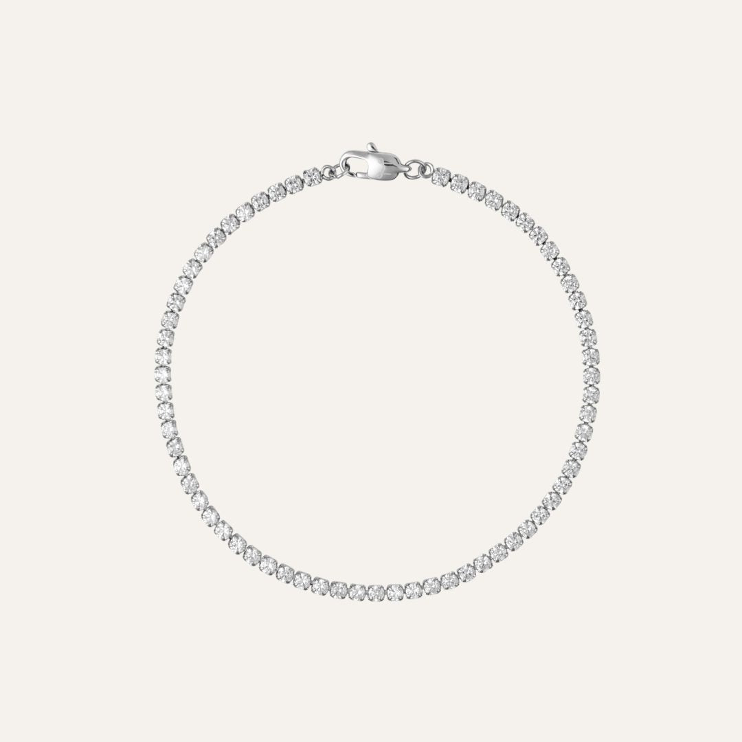Mockberg Waterproof Shiny Tennis Bracelet Silver