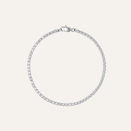 Mockberg Waterproof Shiny Tennis Bracelet Silver