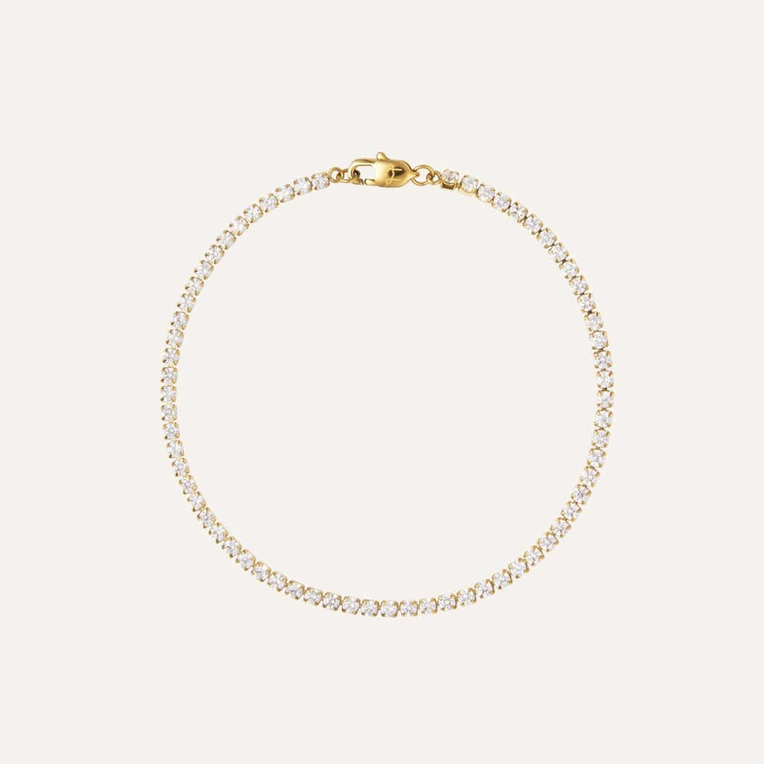 Mockberg Waterproof Shiny Tennis Bracelet Gold