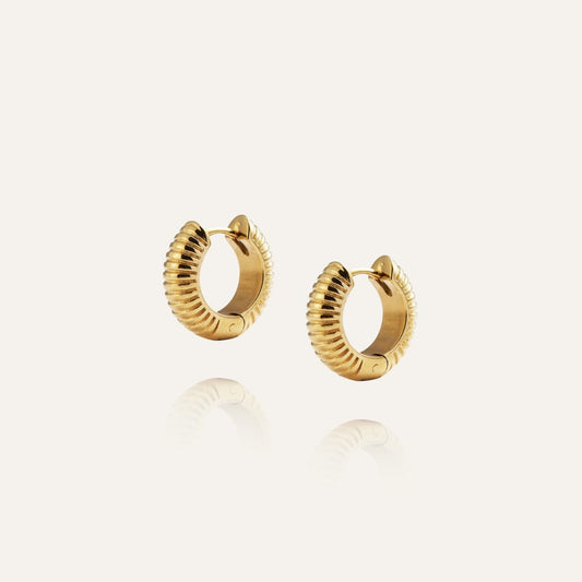 Mockberg Waterproof Ribbed Hoops Gold Small