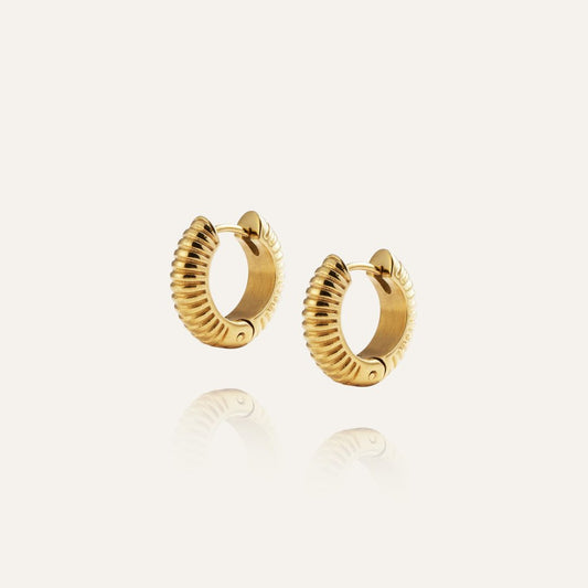 Mockberg Waterproof Ribbed Hoops Gold Medium