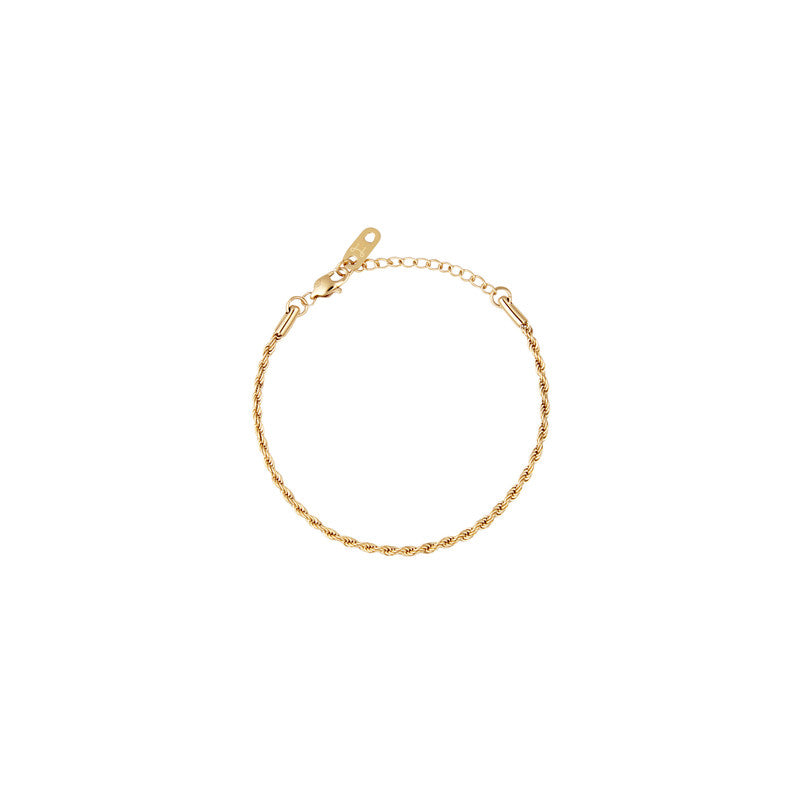Mockberg Waterproof Thin Rope Bracelet Gold  175mm
