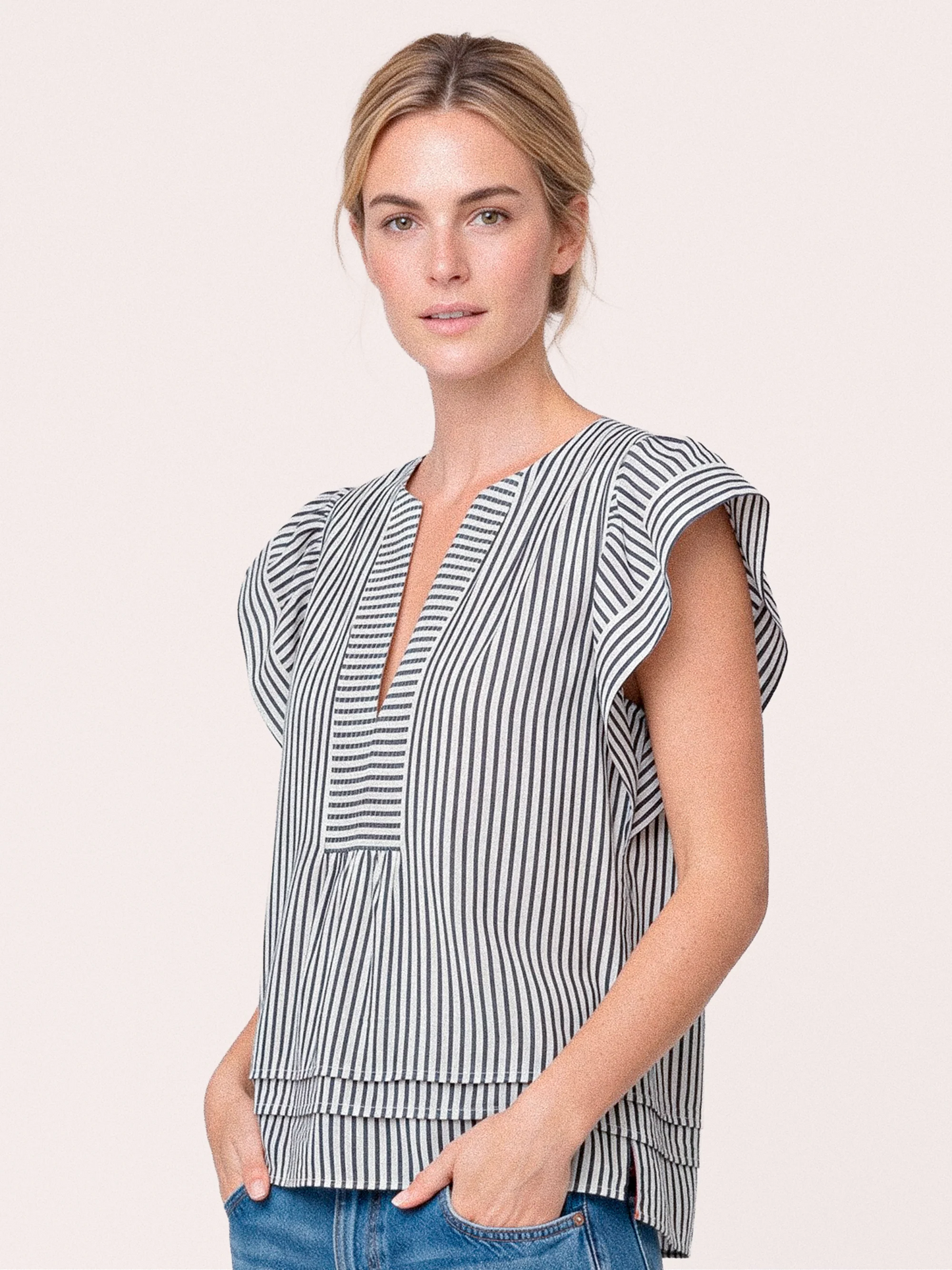 Gossia MinkaGO Jo Blouse Creme Navy Stripes