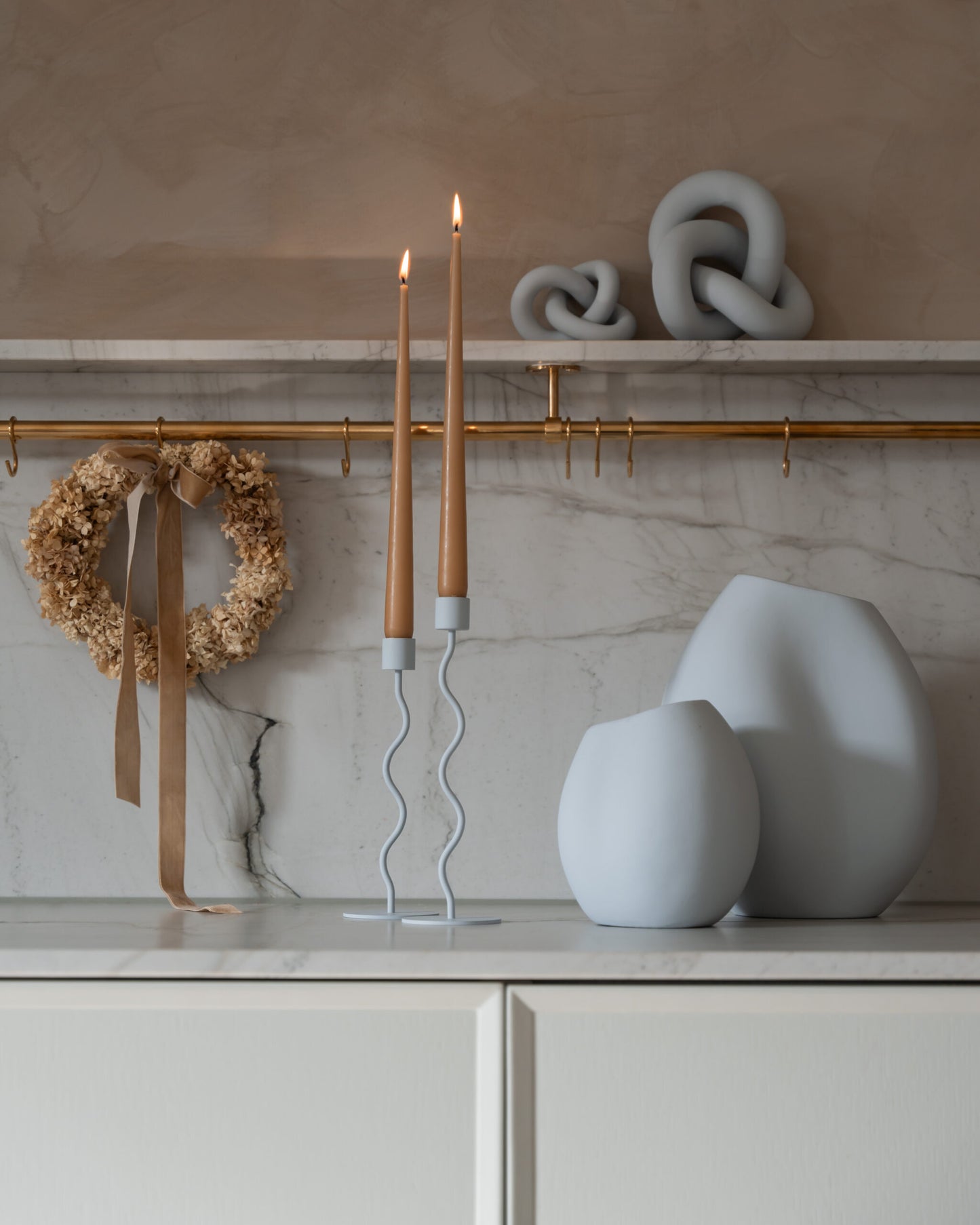 Cooee Design Curved Candleholder Pale Blue 23cm
